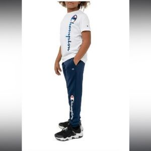 Champion Boy's 2 Pc. Tee and Jogger Set White/Navy